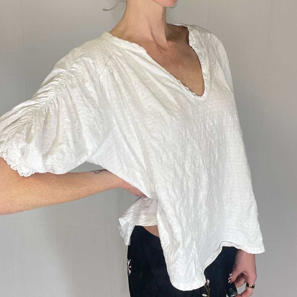 medium white button up Free People blouse